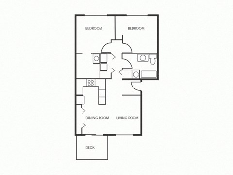 Floor plan for 2 beds, 1 bath, 923 sqft